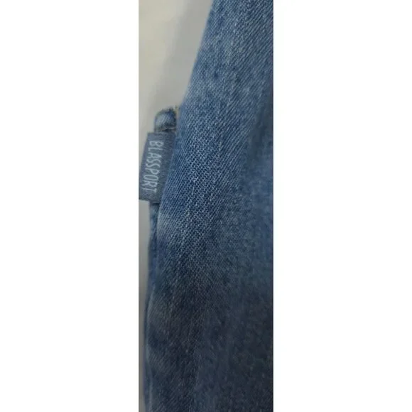 Vtg Blassport Womens 14 Stretch High Rise Med Wash Wide Leg Denim Shorts W34xL5 - Picture 10 of 11